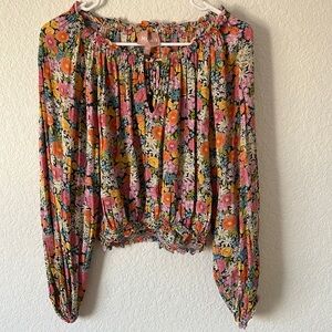 Show Me Your MuMu Floral Blouse - Pink, Orange, Green